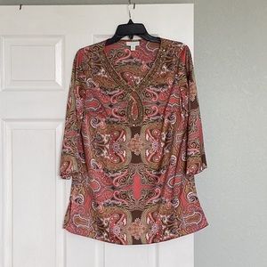 Beaded, 3/4 sleeve tunic.